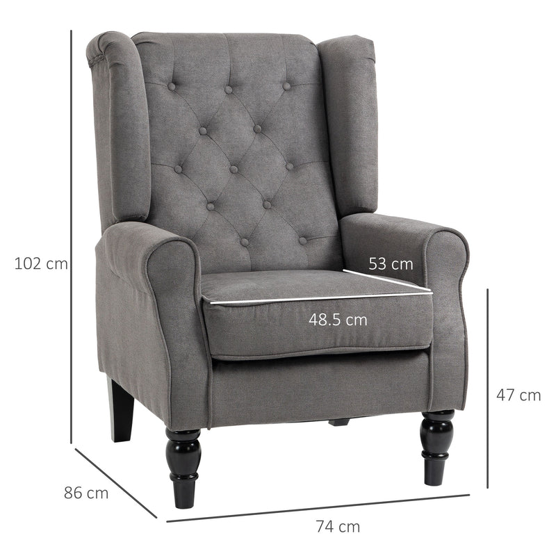 HOMCOM Accent Armchair Home Furniture Retro Tufted Club Wood Fabric Da