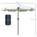 Outsunny 2.7m Patio Umbrella Garden Parasol with Crank, Ruffles, 8 Ribs, White