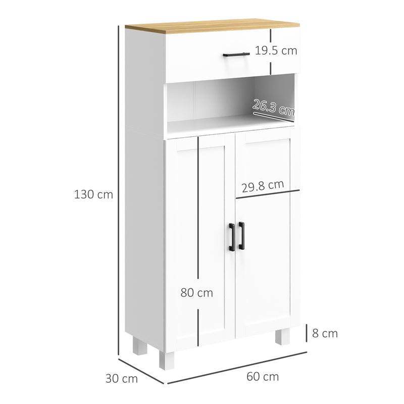 HOMCOM Kitchen Cupboard Storage Cabinet with Drawer, Countertop, White