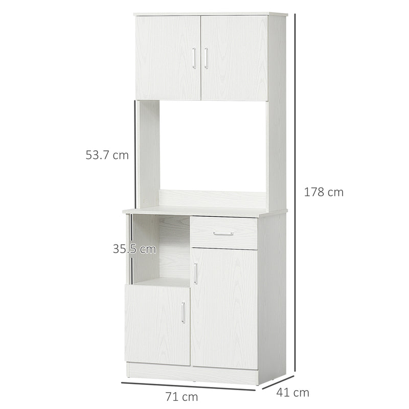 HOMCOM Kitchen Cupboard with Hutch Pantry Storage Cabinet Hutch Microwave Shelf