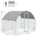 PawHut Walk-In Chicken Run Galvanised Chicken Coop w/ Cover 2.8 x 1.9 x 2m