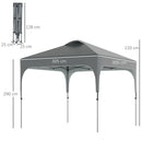 Outsunny Pop Up Gazebo Foldable w/ Wheeled Carry Bag & 4 Weight Bags, Grey