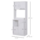 HOMCOM Freestanding Kitchen Cabinet Storage Unit Pantry Cupboard, White