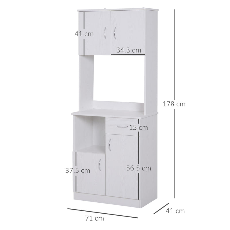 HOMCOM Freestanding Kitchen Cabinet Storage Unit Pantry Cupboard, White
