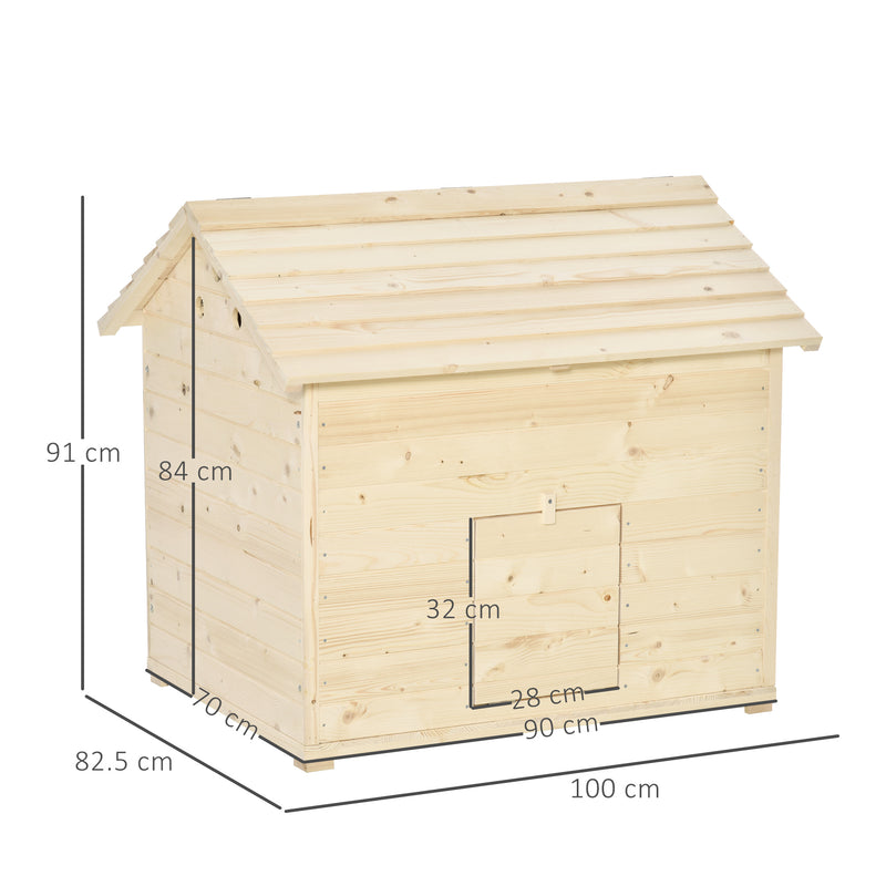 PawHut Wooden Duck House w/ Openable Roof, Raised Base, Air Holes - Natural