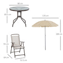 Outsunny 6PC Garden Dining Set Outdoor Furniture Folding Chairs Table Parasol