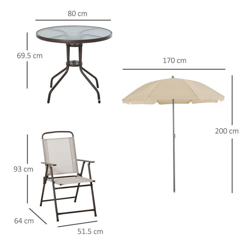 Outsunny 6PC Garden Dining Set Outdoor Furniture Folding Chairs Table Parasol