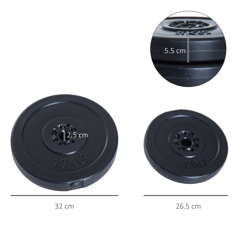 HOMCOM 4 Piece Dumbell Barbell Plate Set 2 x 5kg and 2 x 10kg for Home Gym