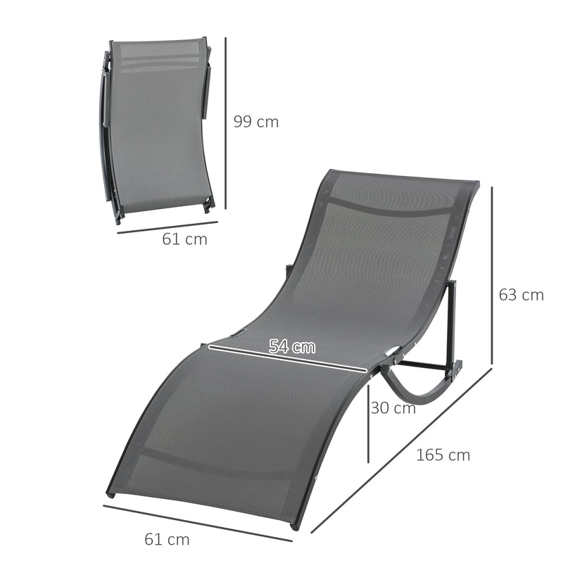 Outsunny Set of 2 Zero Gravity Lounge Chair Recliners Sun Lounger Dark Grey