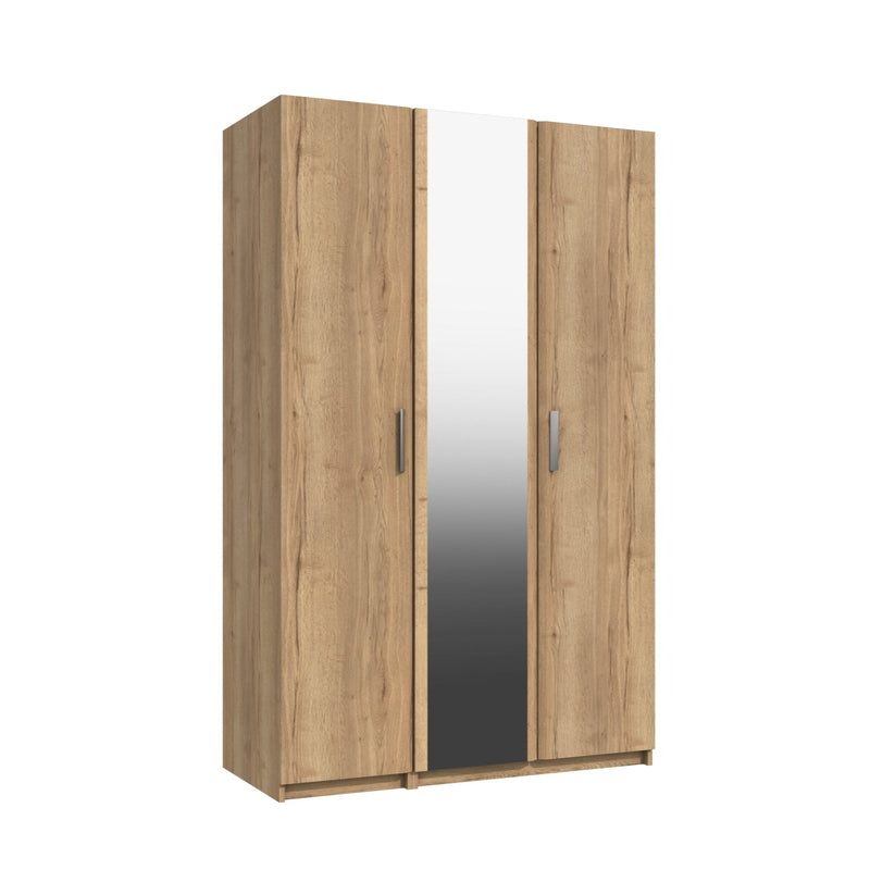 Buckingham Ready Assembled Wardrobe with 3 Doors & Mirror - Natural Rustic Oak