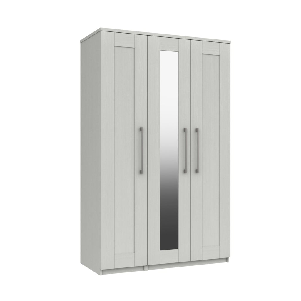 3 Door Robe Stacker Chester Ready Assembled Wardrobe with 3 Doors & Mirror - White