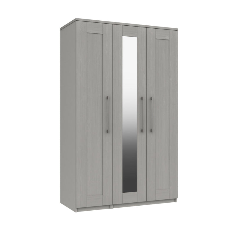 Chester Ready Assembled Wardrobe with 3 Doors & Mirror - Light Grey