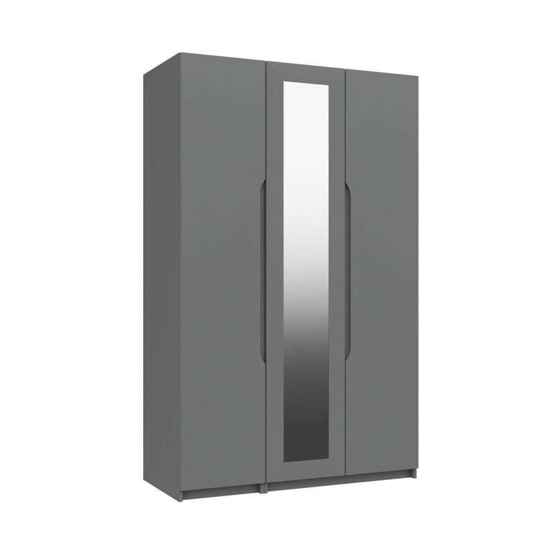 Balagio Ready Assembled Wardrobe with 3 Doors & Mirror - Dusk Grey Gloss