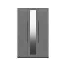 Balagio Ready Assembled Wardrobe with 3 Doors & Mirror - Dusk Grey Gloss