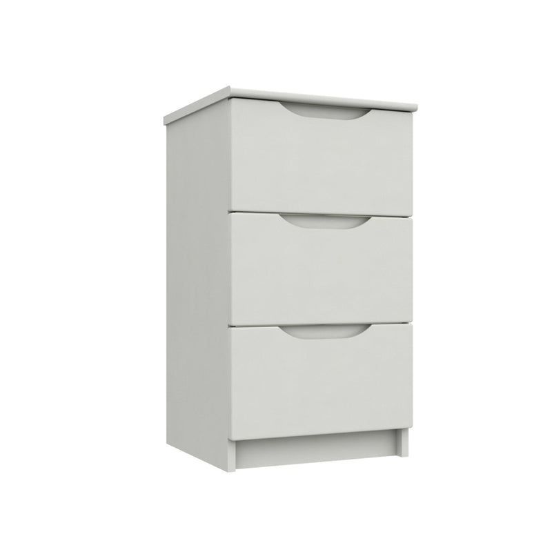 Balagio Ready Assembled Bedside Table with 3 Drawers - White Gloss