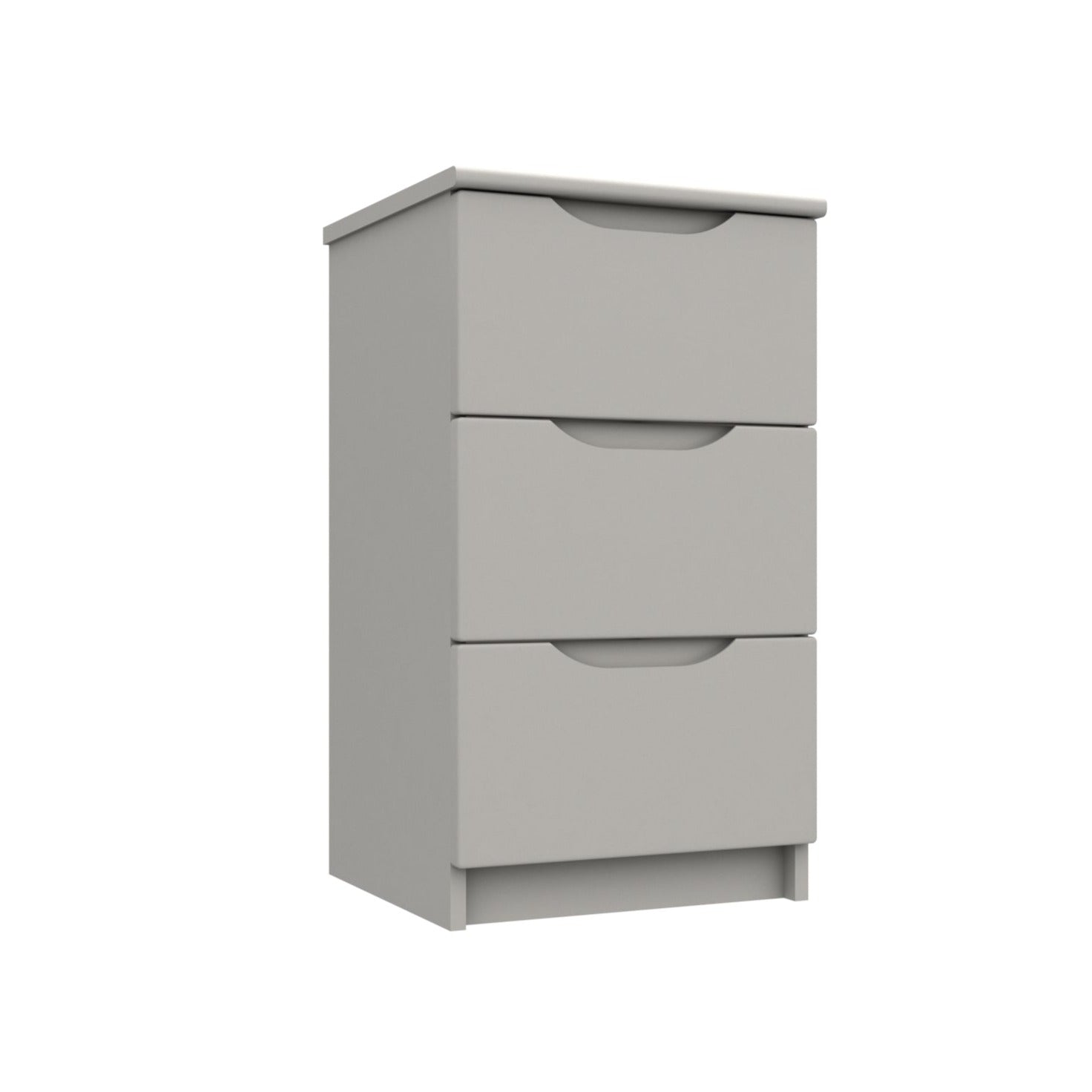 Balagio Ready Assembled Bedside Table with 3 Drawers Light Grey Glos