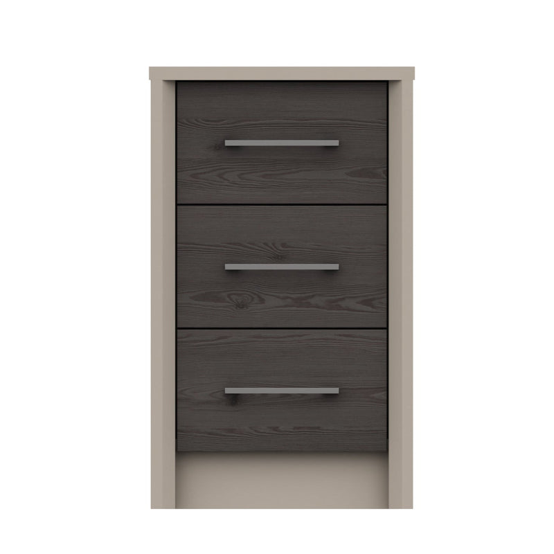 Miley Ready Assembled Bedside Table with 3 Drawers - Anthracite Larch