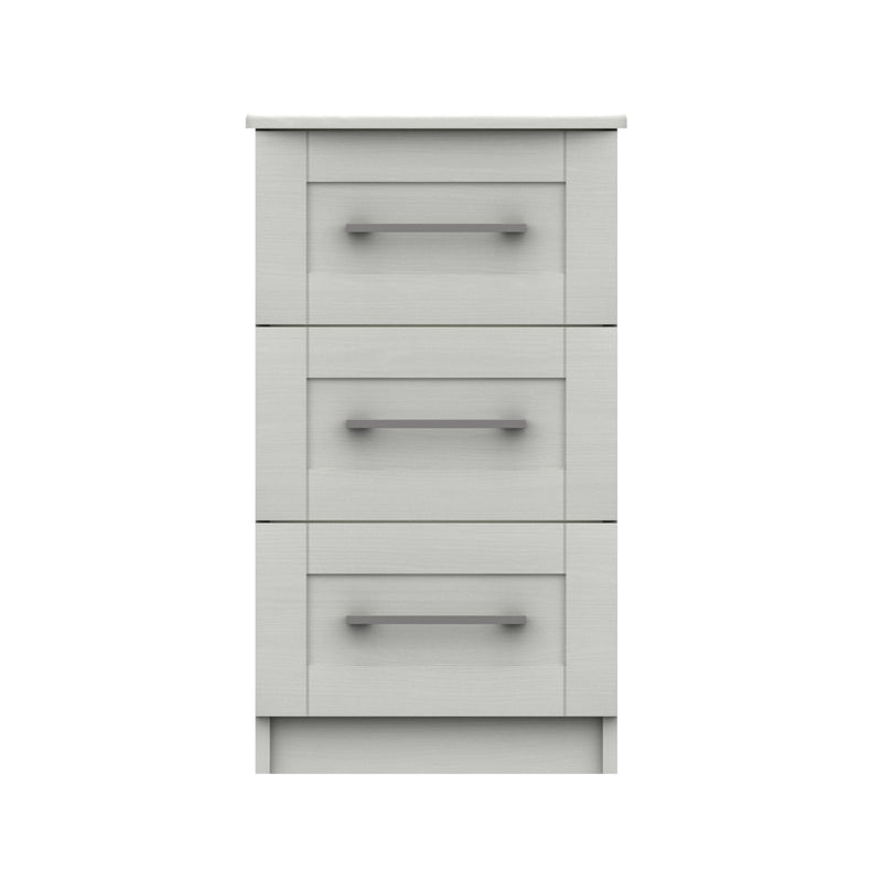 Chester Ready Assembled Bedside Table with 3 Drawers - White