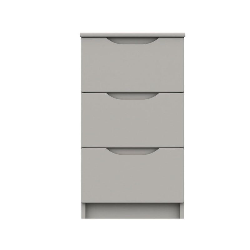 Balagio Ready Assembled Bedside Table with 3 Drawers - Light Grey Gloss