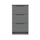 Balagio Ready Assembled Bedside Table with 3 Drawers - Dusk Grey Gloss