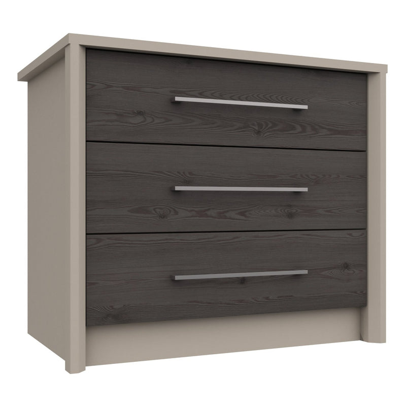 Miley Ready Assembled Chest of Drawers with 3 Drawers - Anthracite Larch
