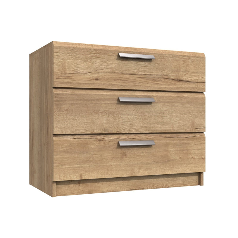 Buckingham Ready Assembled Chest of Drawers with 3 Drawers - Natural Rustic Oak