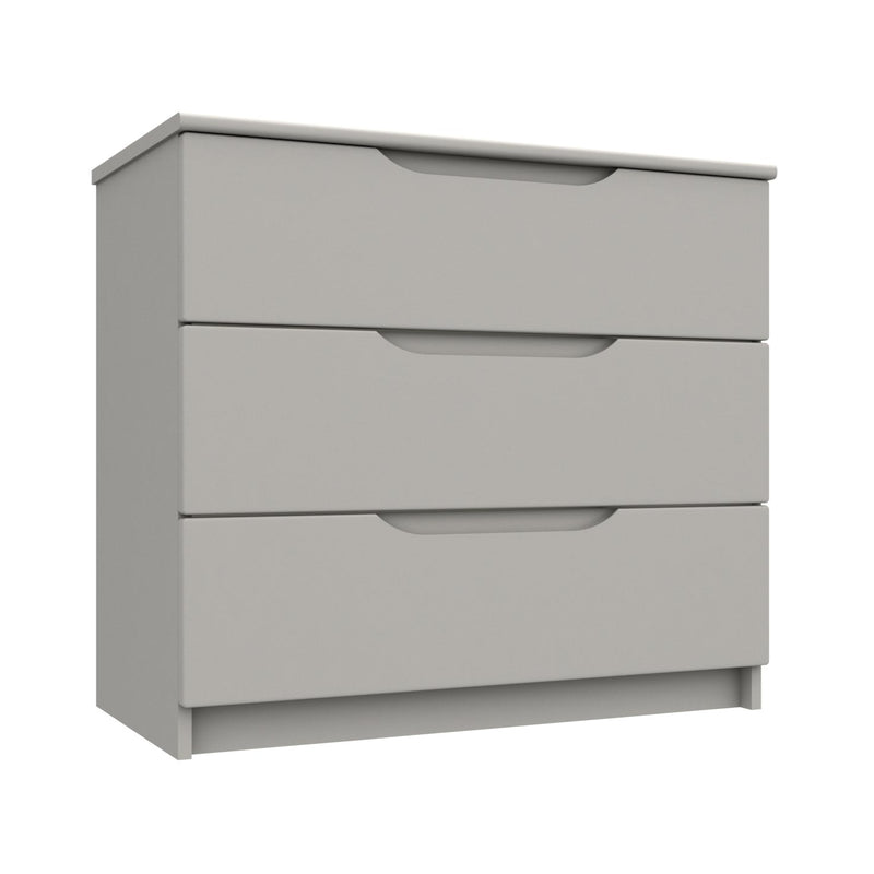 Balagio Ready Assembled Chest of Drawers with 3 Drawers - Light Grey Gloss