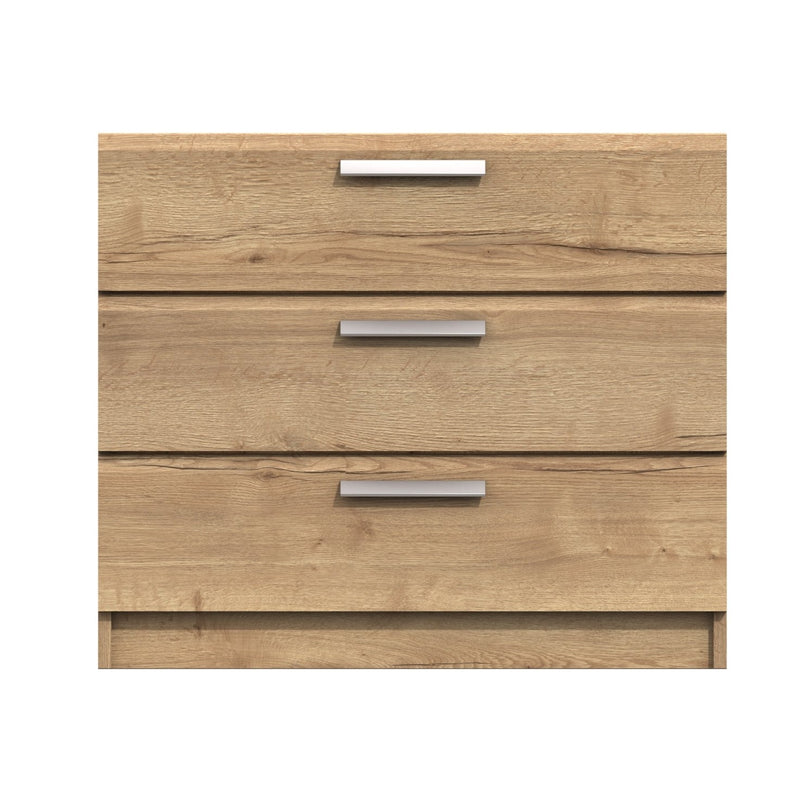 Buckingham Ready Assembled Chest of Drawers with 3 Drawers - Natural Rustic Oak