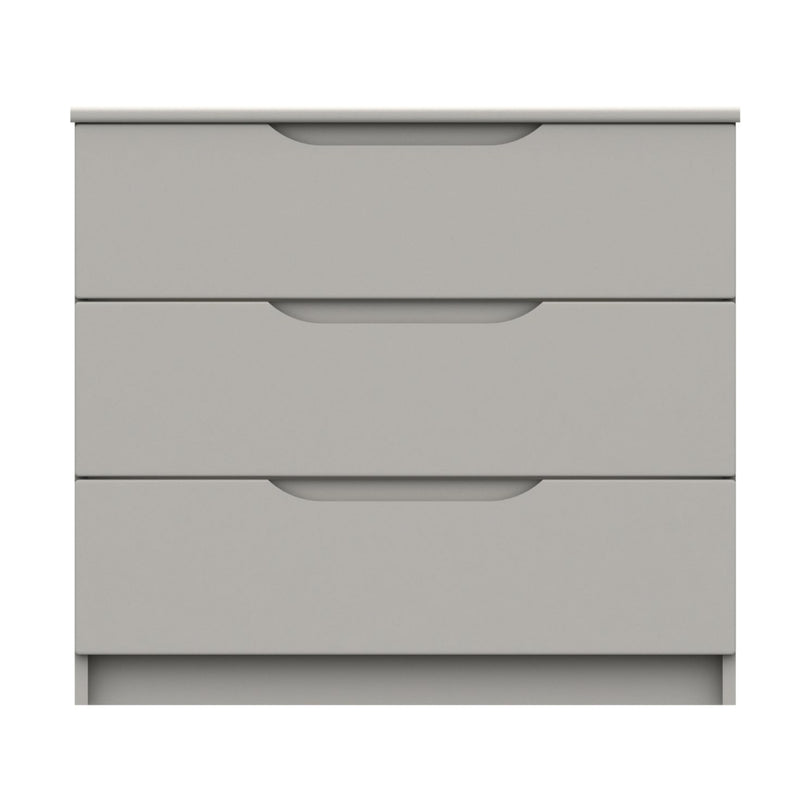 Balagio Ready Assembled Chest of Drawers with 3 Drawers - Light Grey Gloss