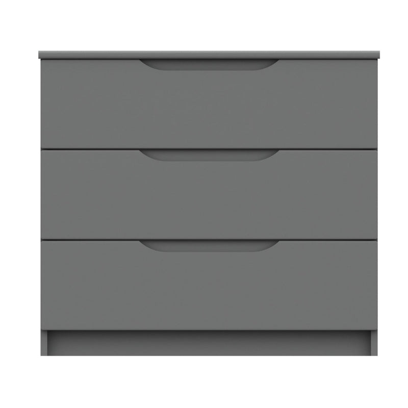 Balagio Ready Assembled Chest of Drawers with 3 Drawers - Dusk Grey Gloss