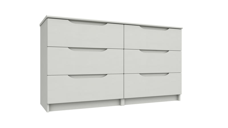 Balagio Ready Assembled Double Chest of Drawers with 3 Drawers - White Gloss