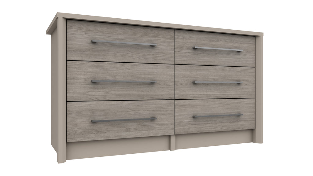 Miley Ready Assembled Double Chest of Drawers with 3x2 Drawers Grey