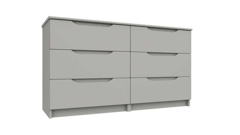 Balagio Ready Assembled Double Chest of Drawers with 3 Drawers - Light Grey Gloss