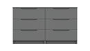 Balagio Ready Assembled Double Chest of Drawers with 3 Drawers - Dusk Grey Gloss
