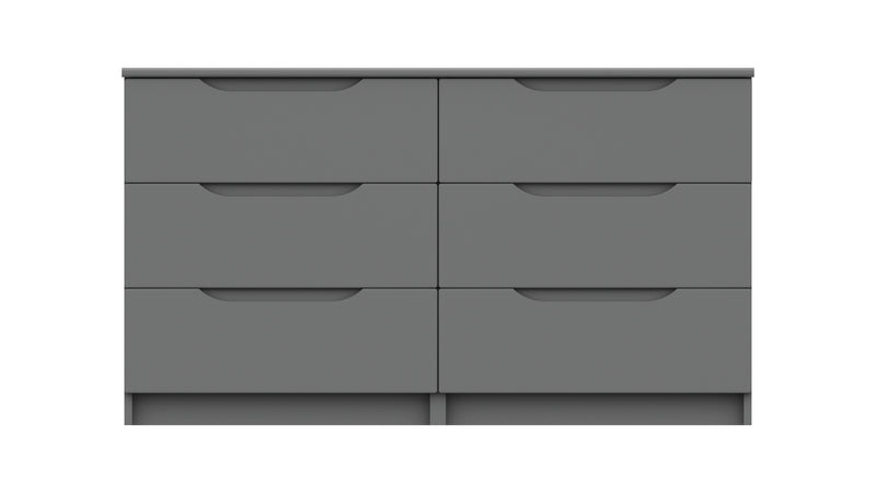 Balagio Ready Assembled Double Chest of Drawers with 3 Drawers - Dusk Grey Gloss