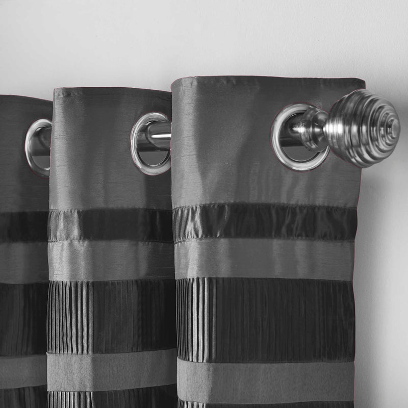 Denver Lined Eyelet Curtains - Charcoal Grey