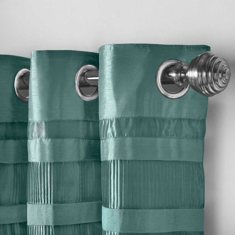 Denver Lined Eyelet Curtains - Jade Green