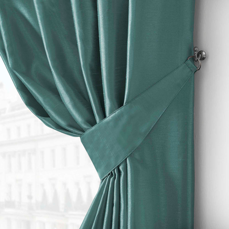 Denver Lined Eyelet Curtains - Jade Green