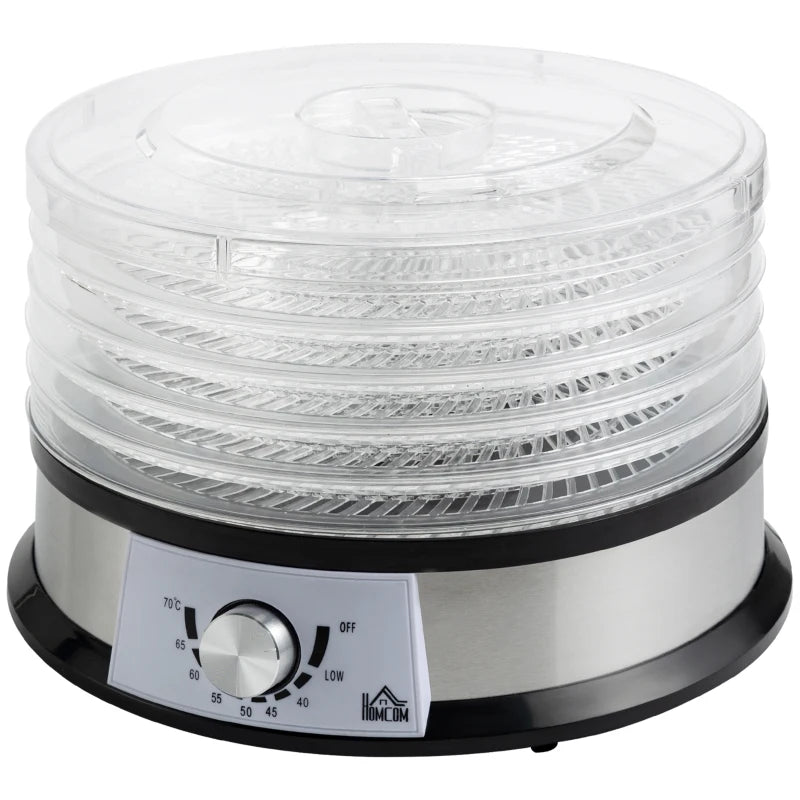 HOMCOM Food Dehydrator 5 Tier 250W - Stainless Steel