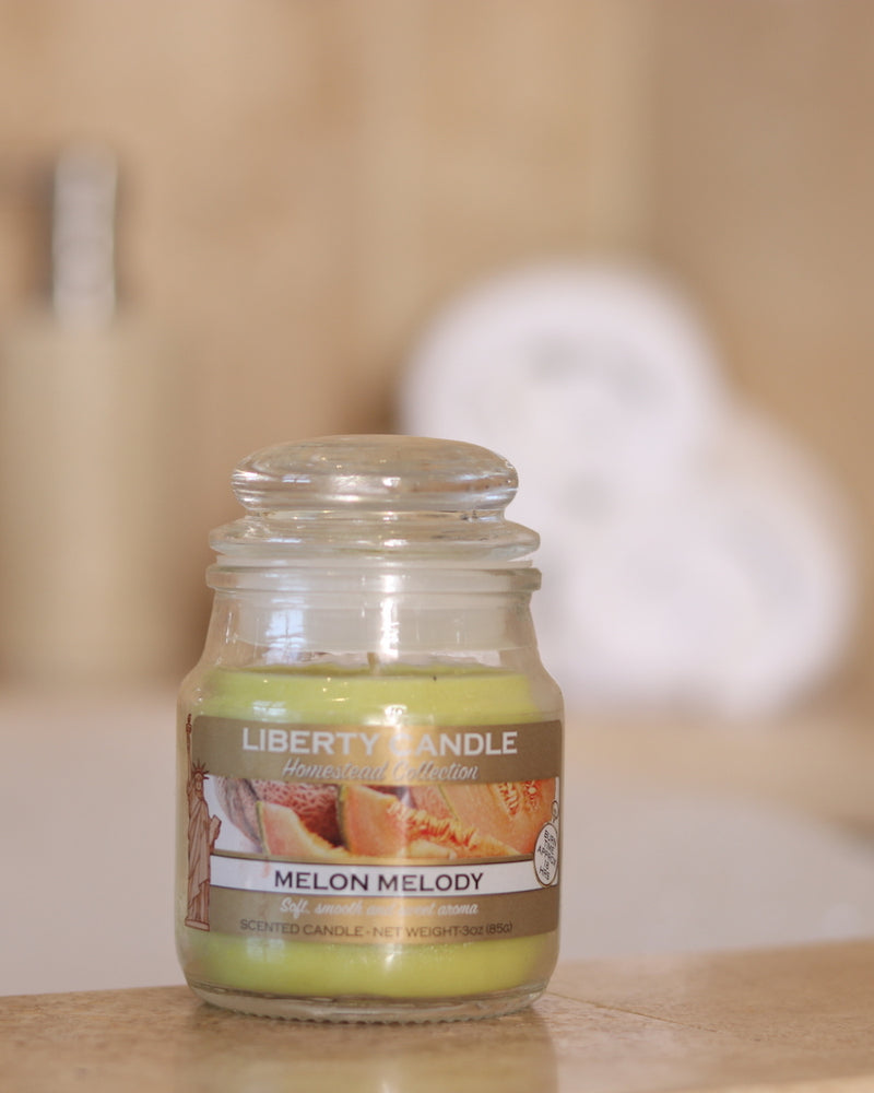 Homestead Candle  3oz Glass Jar Bubble Lid - Melon Medley