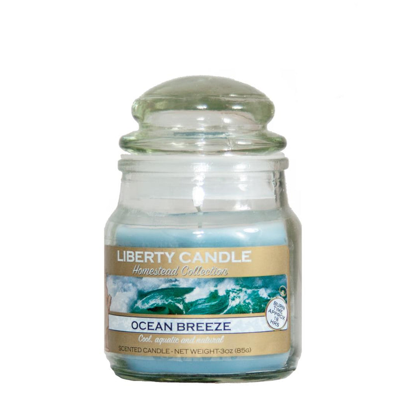 Homestead Candle  3oz Glass Jar Bubble Lid  Ocean Breeze