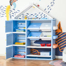 HOMCOM Kids Storage Unit Toy Box Organiser Book Shelf with shelves storage cabinets storage boxes and storage baskets Blue w/