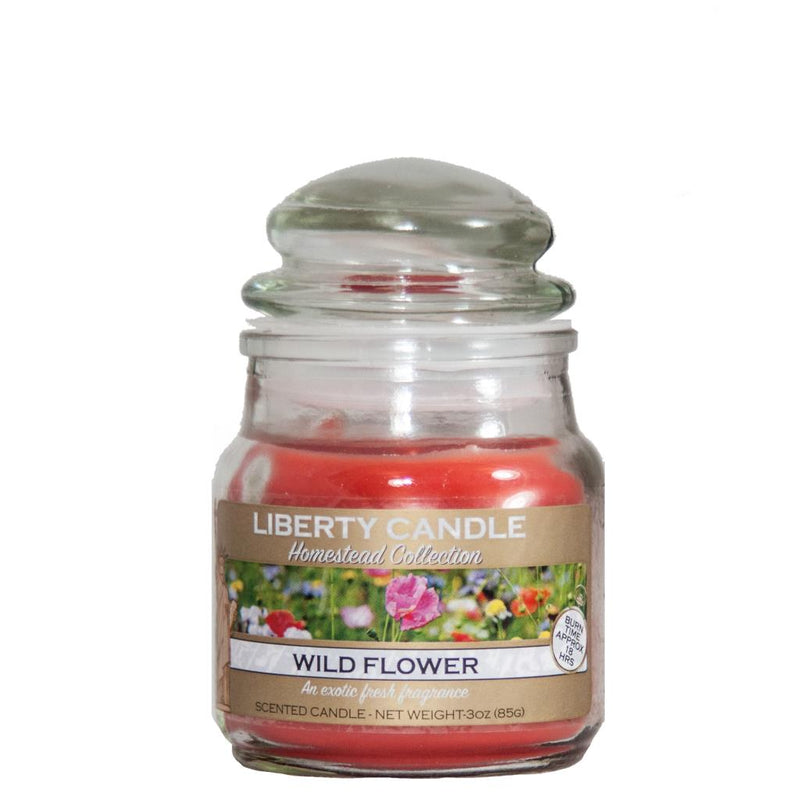 Homestead Candle  3oz Glass Jar Bubble Lid Wild Flower