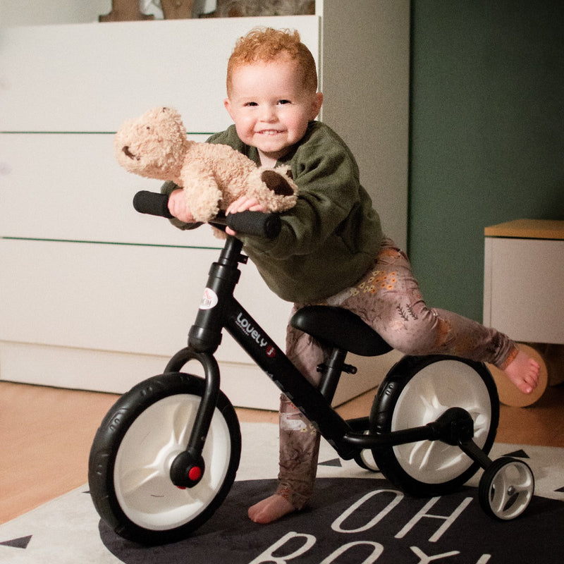 Toddler Balance Bike with Stabalisers - Black