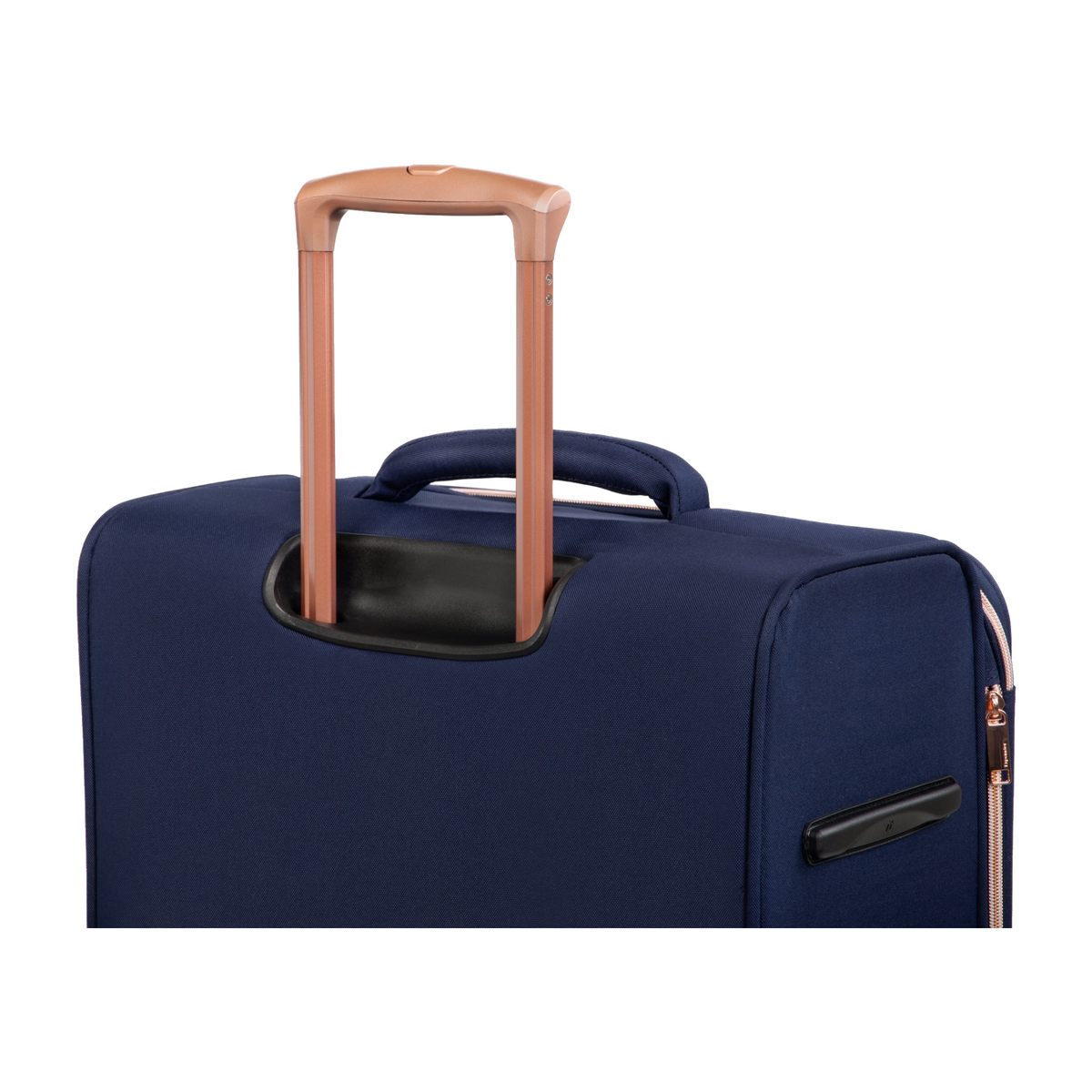 It navy and rose gold suitcase on sale