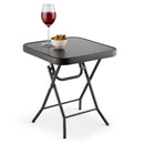 Silver & Stone Folding Glass Side Table 40 x 40 x 46cm - Black - Indoor or Outdoor