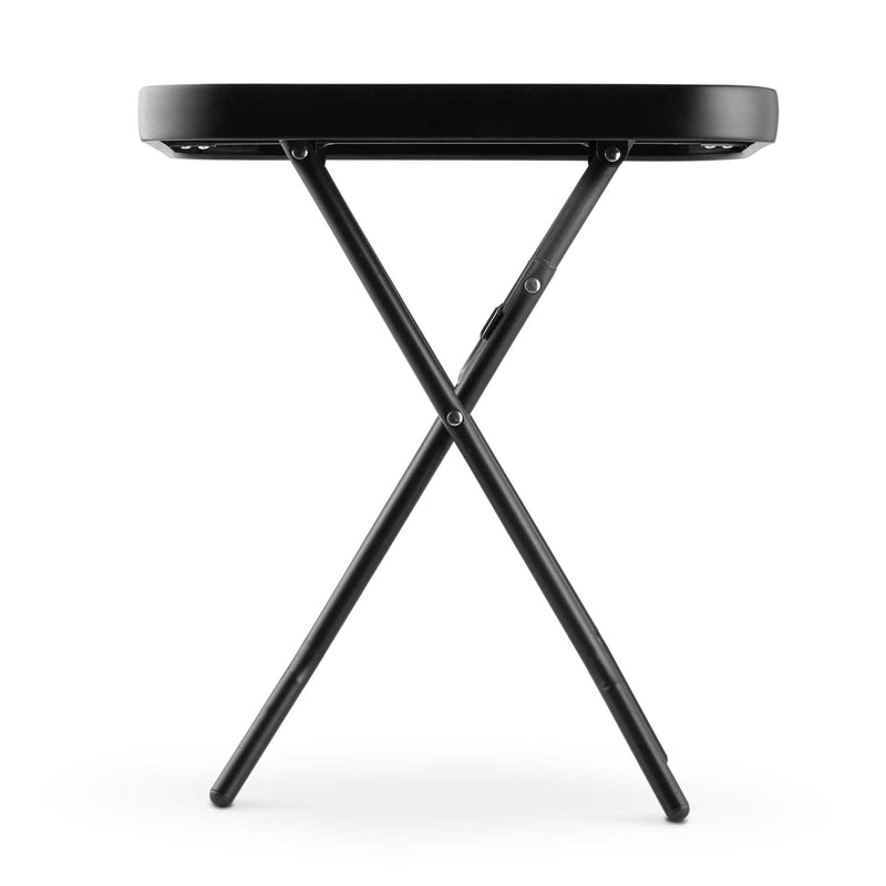 Silver & Stone Folding Glass Side Table 40 x 40 x 46cm - Black - Indoor or Outdoor