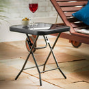 Silver & Stone Folding Glass Side Table 40 x 40 x 46cm - Black - Indoor or Outdoor