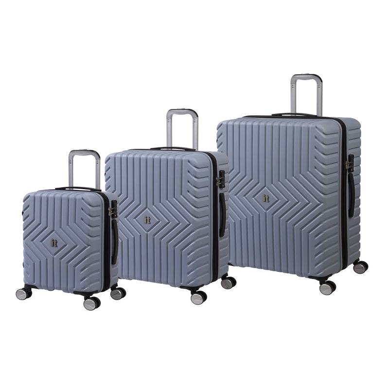 IT Impakt Geo Emboss Luggage with Wheels- Blue Fog (Sizes Sold Separately)