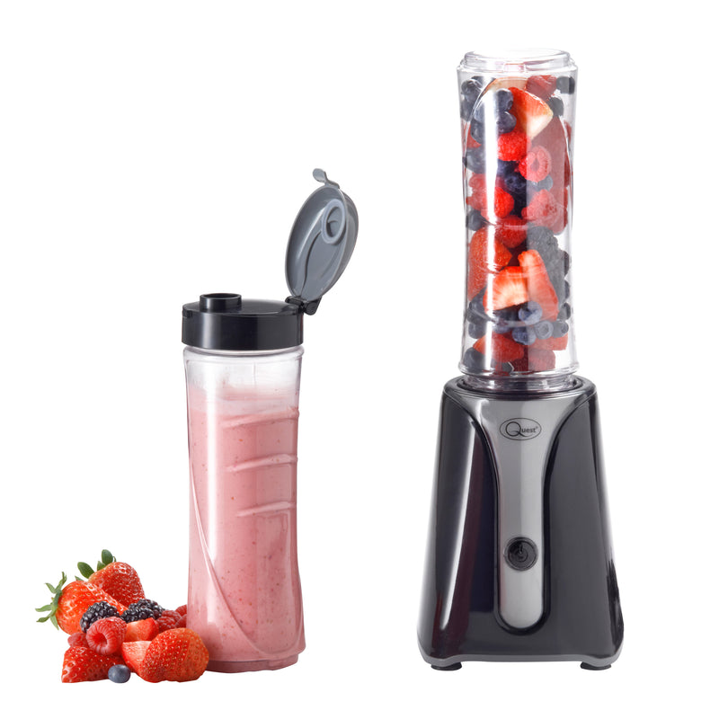 Quest Fruit Personal Blender Black W/ Take Away Carry Cup & Ice Crushing Blades